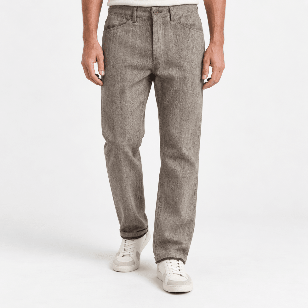 Wool blend straight trousers with a button fly - AntoniosClothing - Light taupe