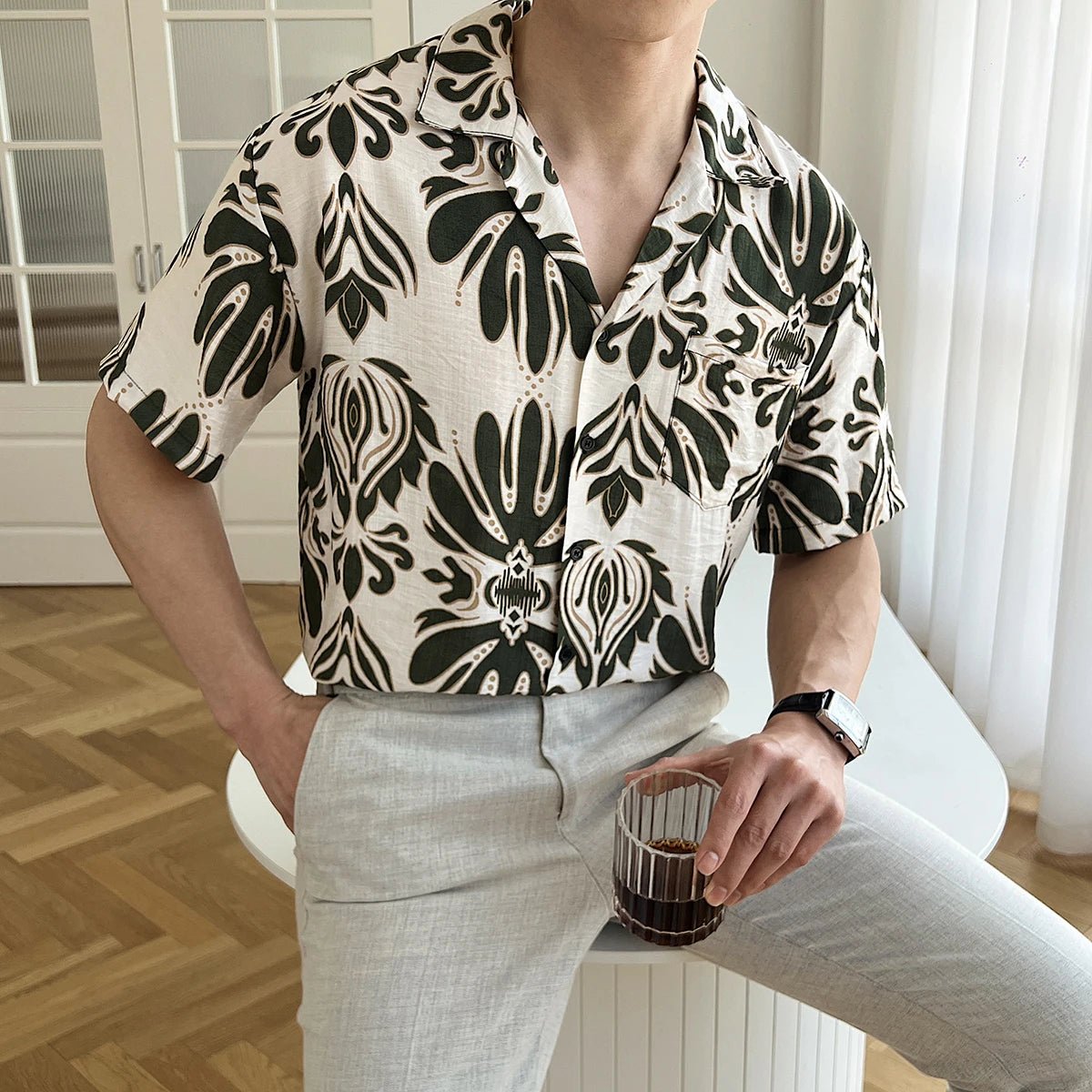 Wrinkle - Free loose short sleeve cuban shirt - Antonios