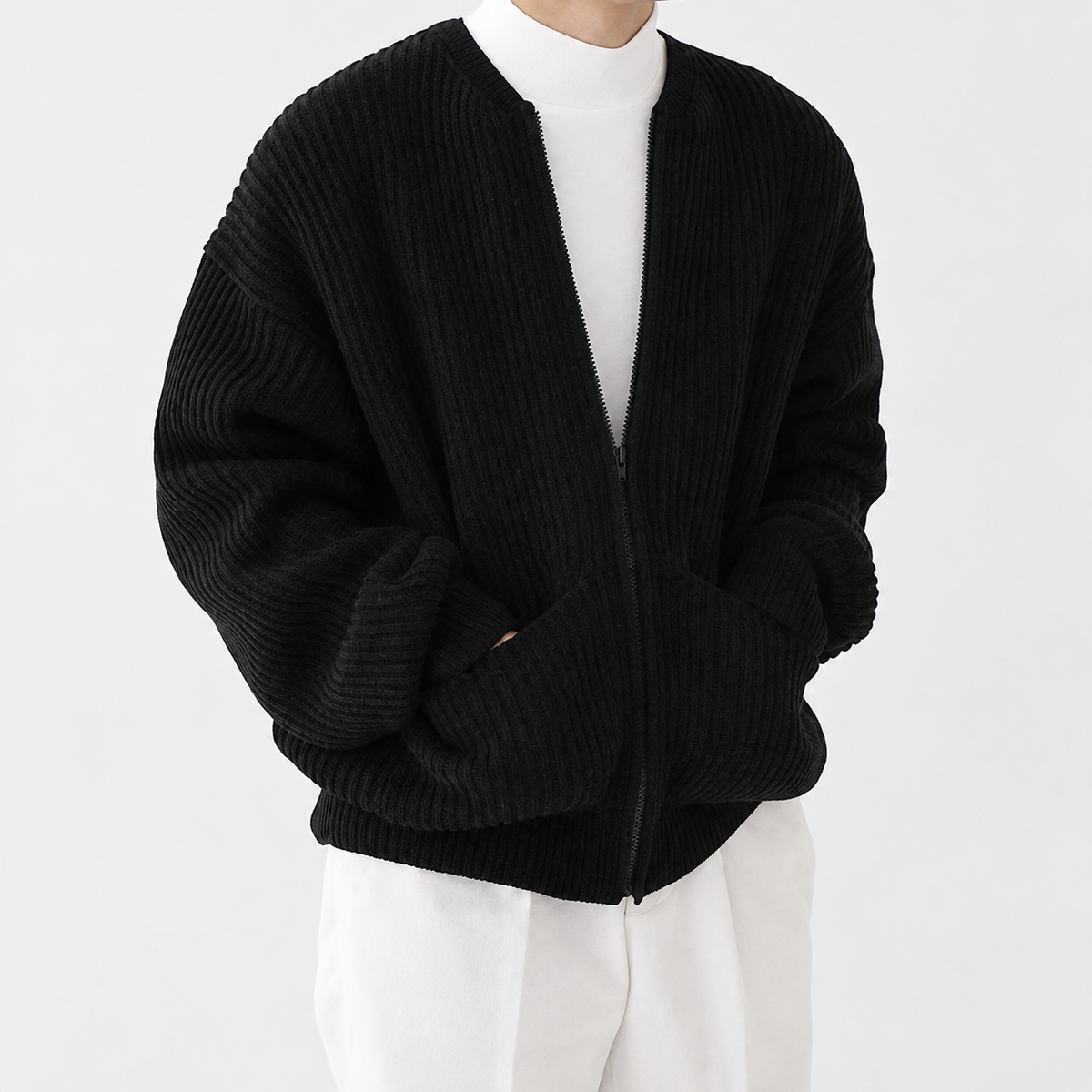 Zip-up cardigan — Black