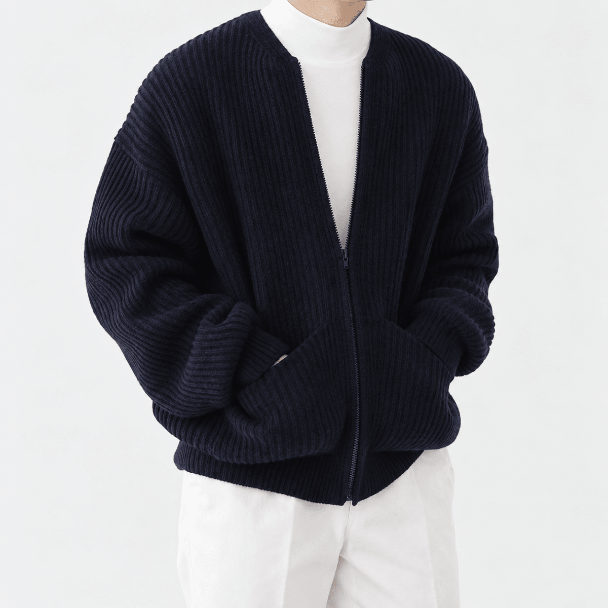 Zip-up cardigan - AntoniosClothing - Dark Blue