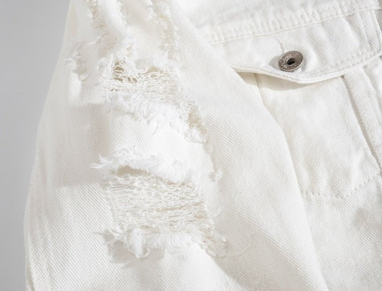 Antonios Autumn White Denim Jacket - Antonios