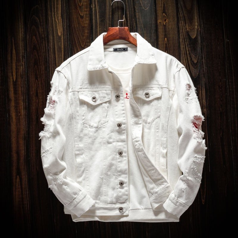 Antonios Autumn White Denim Jacket - Cozy & Stylish for Fall