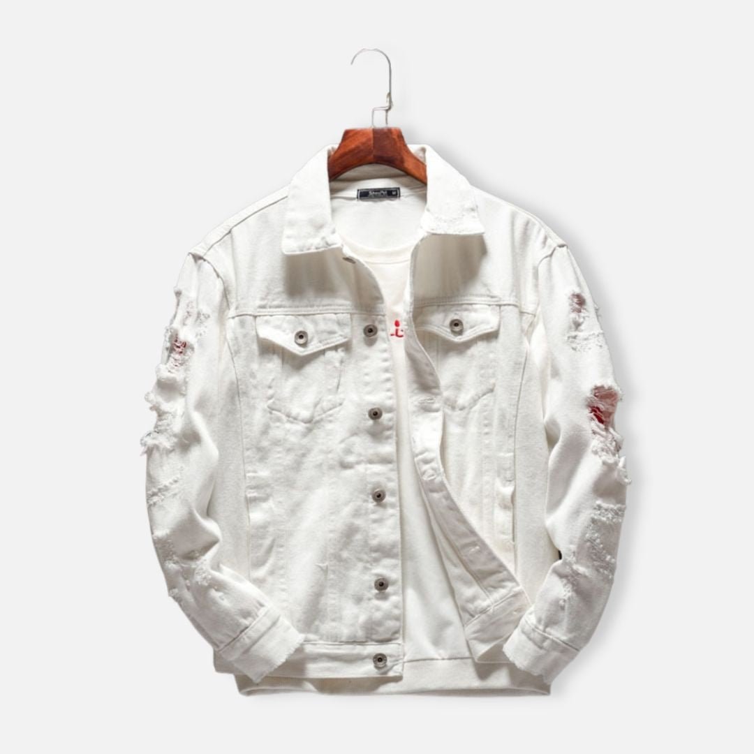 Antonios Autumn White Denim Jacket - Cozy & Stylish for Fall