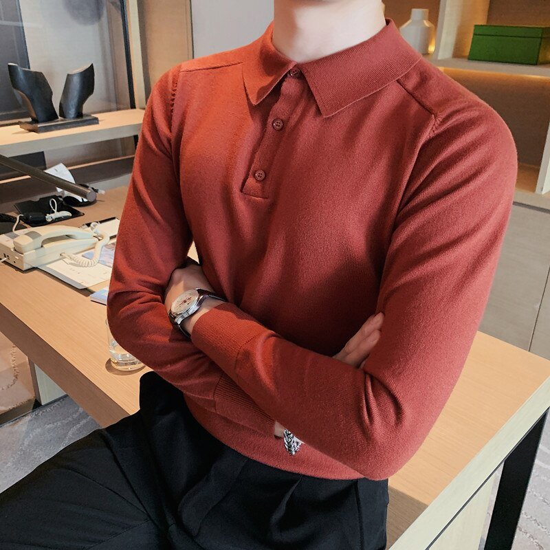 Antonios Casual Slim Long Sleeved Polo T-Shirt Men - Antonios