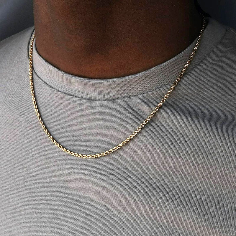 Antonios Cuban Stainless Steel Necklace Men - Antonios