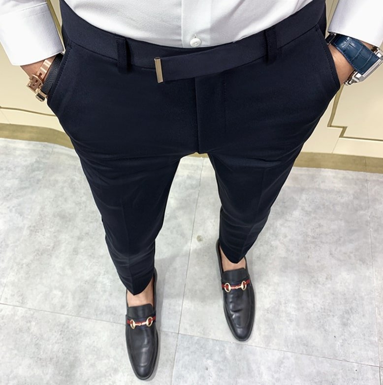 Antonios Navy Blue Casual Pants - Antonios