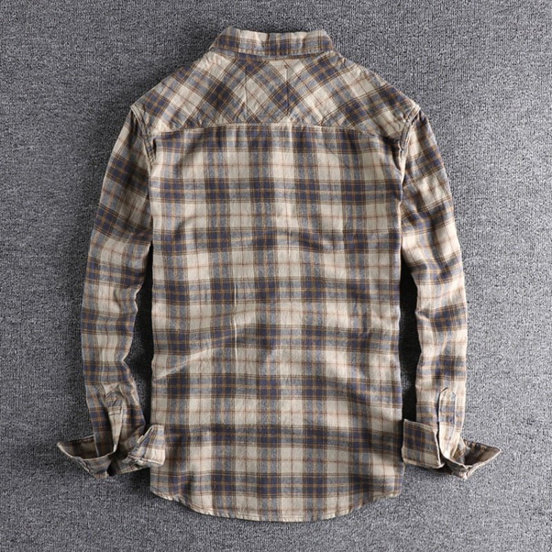 Antonios Retro Plaid Long Sleeve Shirt Men - Antonios