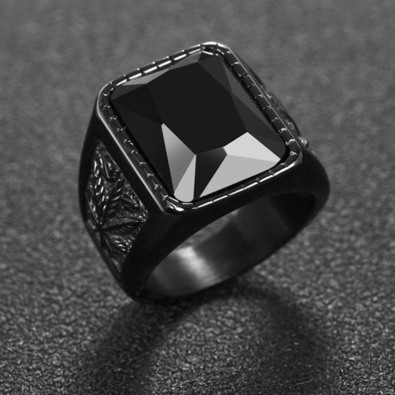 Antonios Rubin Stainless Steel Ring - Antonios
