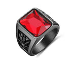Antonios Rubin Stainless Steel Ring - Antonios