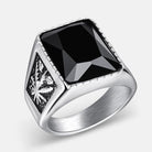 Antonios Rubin Stainless Steel Ring - Antonios