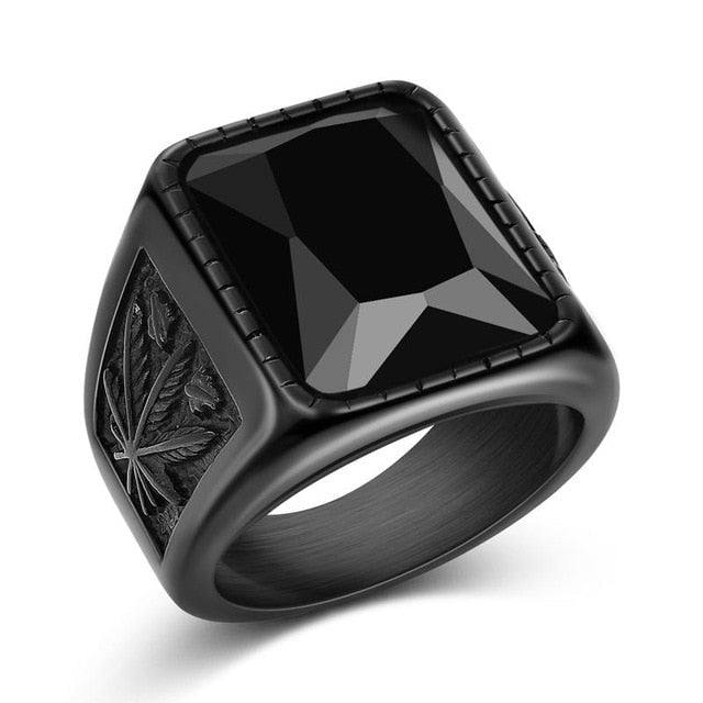 Antonios Rubin Stainless Steel Ring - Antonios