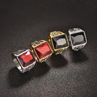 Antonios Rubin Stainless Steel Ring - Antonios