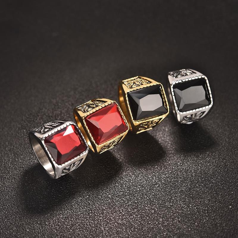 Antonios Rubin Stainless Steel Ring - Antonios