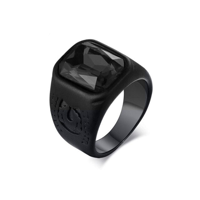Antonios Rubin Stainless Steel Ring Men - Antonios