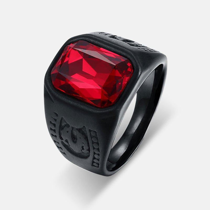 Antonios Rubin Stainless Steel Ring Men - Antonios