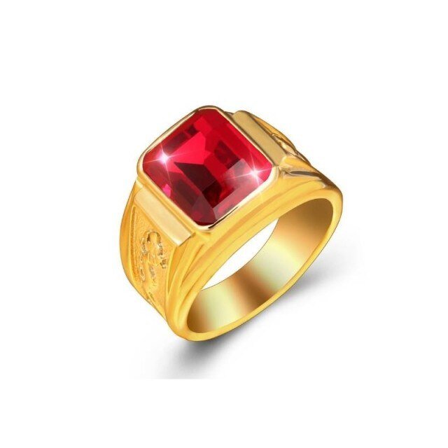 Antonios Rubin Stainless Steel Ring Men - Antonios