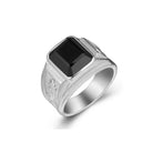 Antonios Rubin Stainless Steel Ring Men - Antonios