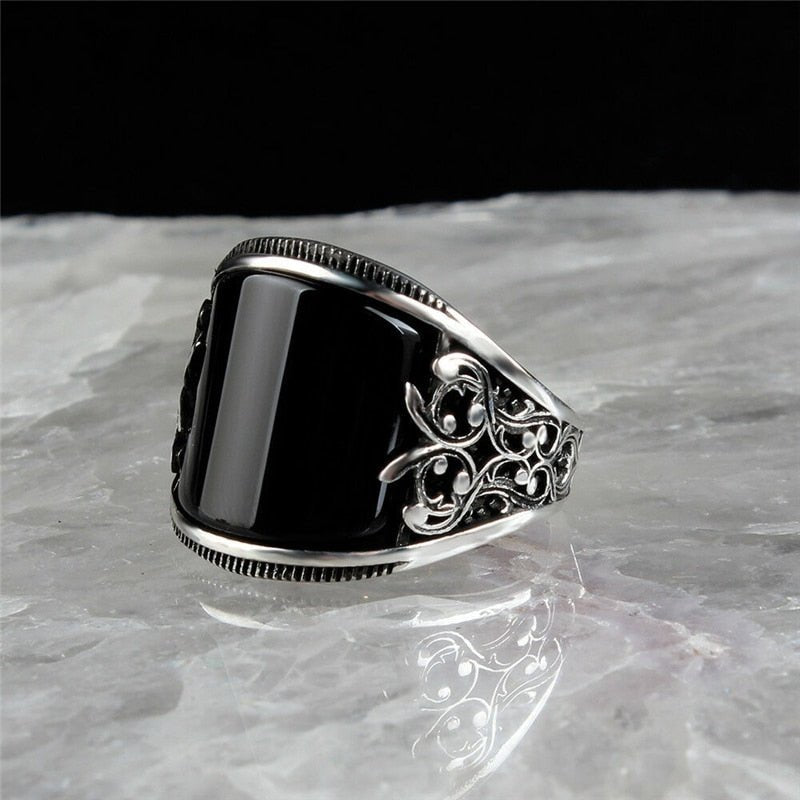 Antonios Stainless Steel Black Ring Men - Antonios