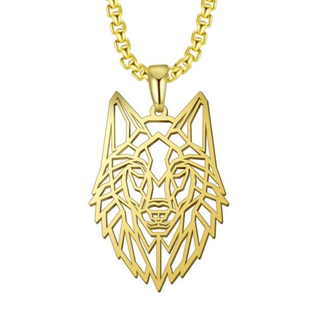 Antonios Wolf Pendant Stainless Steel Necklace - Antonios