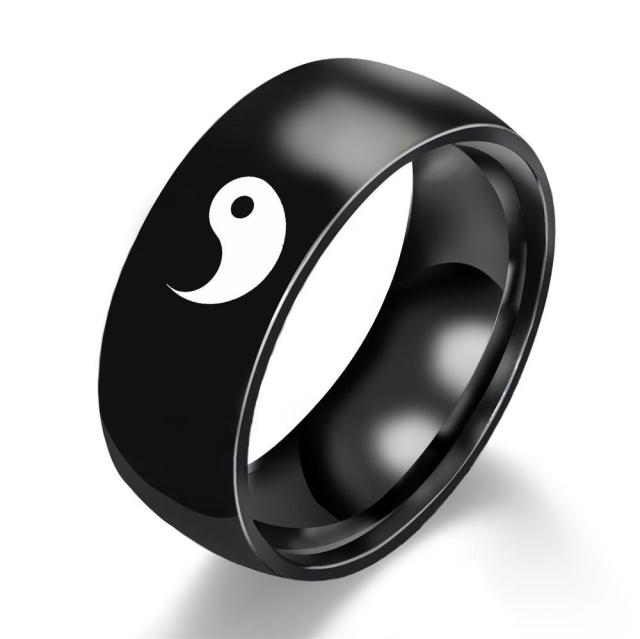 Antonios Yin Yang Stainless Steel Ring Men - Antonios