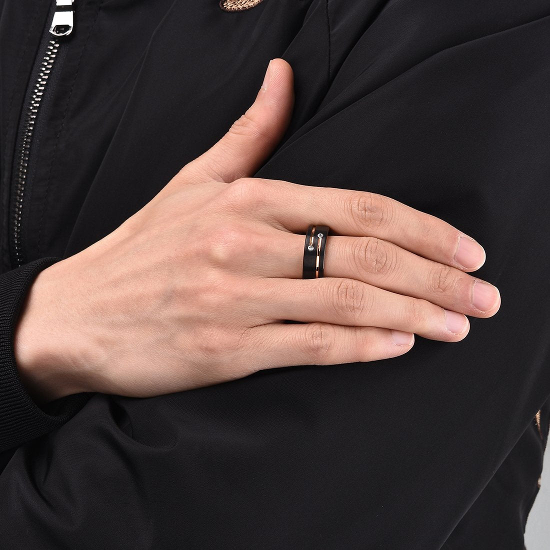Antonios Zircon Stainless Steel Ring Men - Antonios