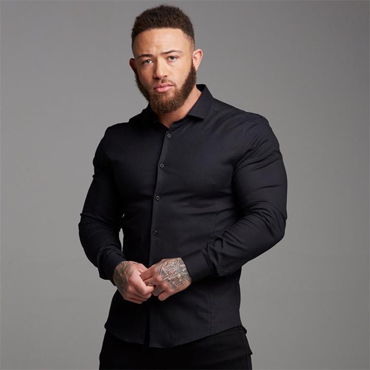 AntoniosClothing Cotton Elastic Long Sleeve Shirt Muscular - Fit - Antonios