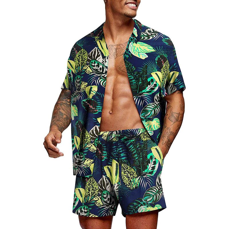 Antoniosclothing Hawaiian casual summer print set 2 piece ( T-Shirt+Shorts) - Antonios