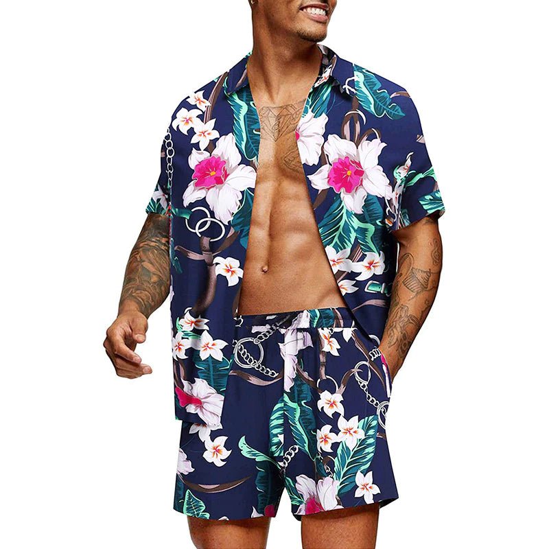 Antoniosclothing Hawaiian casual summer print set 2 piece ( T-Shirt+Shorts) - Antonios