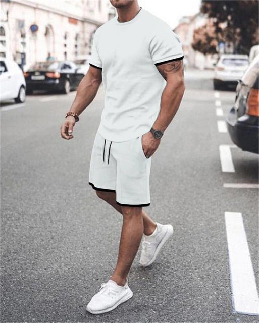 AntoniosClothing white casual summer set 2 piece ( T-Shirt+Shorts) - Antonios