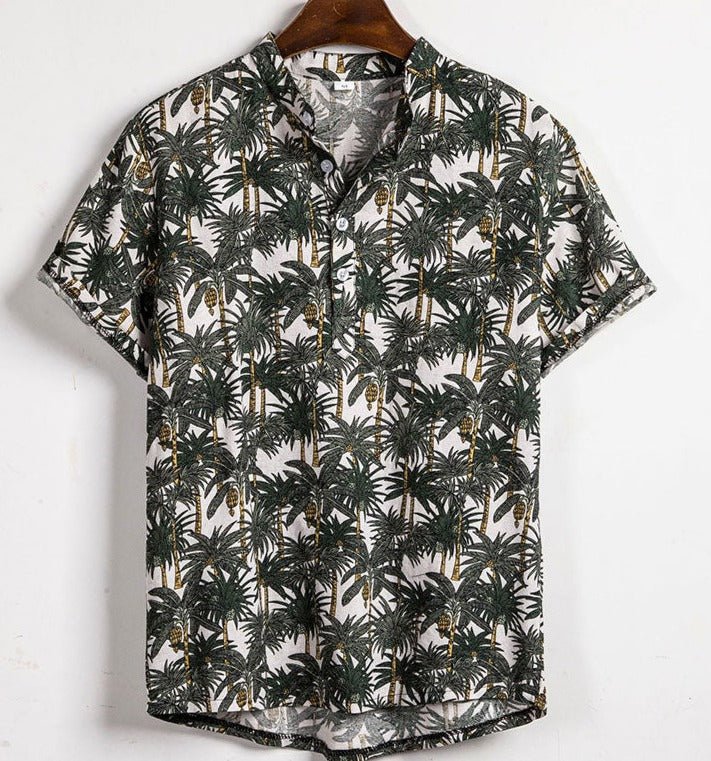 Beach Hawaiian Floral Print Short Sleeve Shirt - Antonios