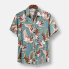 Blue Ocean Hawaiian Floral Print Short Sleeve Shirt - Antonios