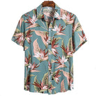Blue Ocean Hawaiian Floral Print Short Sleeve Shirt - Antonios
