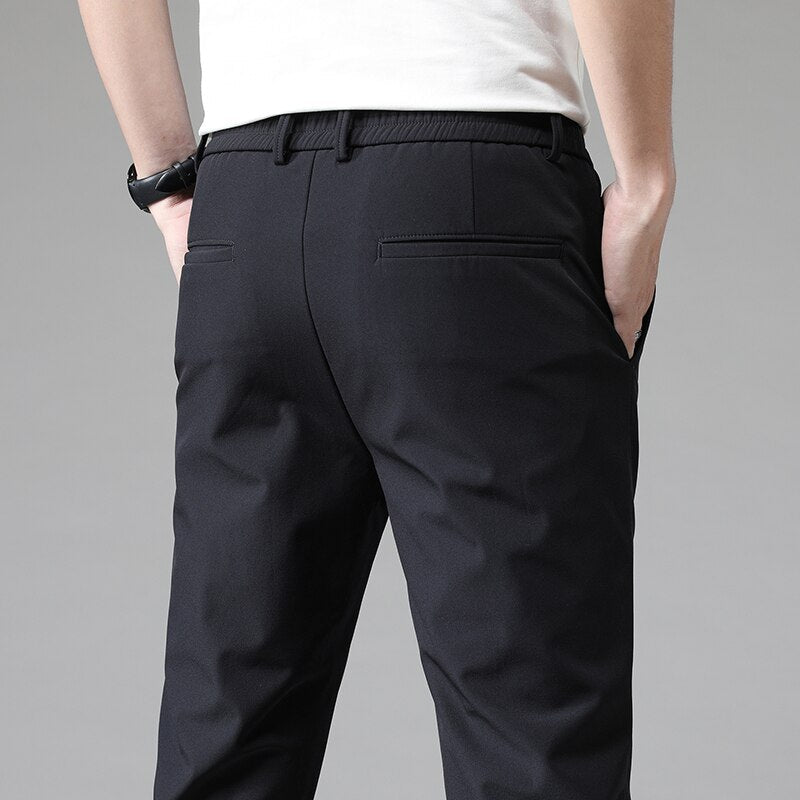 Business Casual Men's Slim Fit Stretch Pants - Gray, 33W / L (50 EUR)