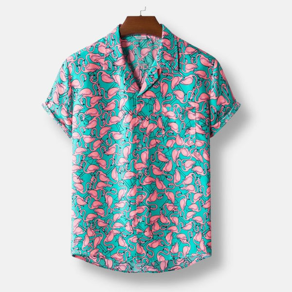 Chemise hawaienne à fleurs Turquoise coupe Femme - Flowers Ladies Hawaiian Shirt