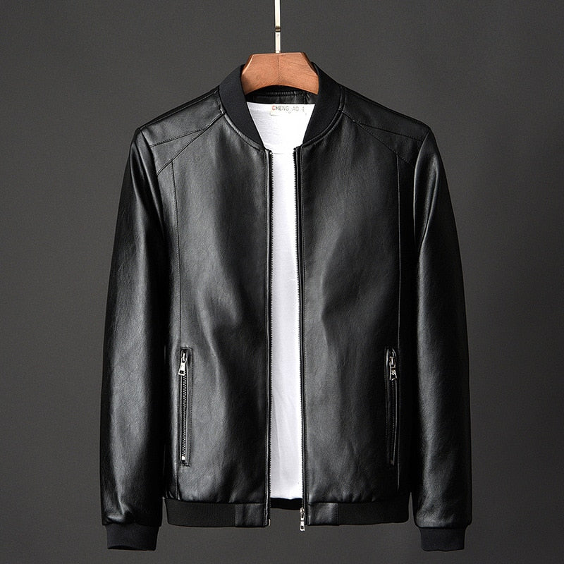 leather baseball jacket