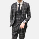 Slim - Fit Plaid Pattern 3 Piece Suit - Antonios