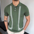 Striped Polo Green-White T-Shirt - Antonios