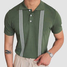 Striped Polo Green-White T-Shirt - Antonios
